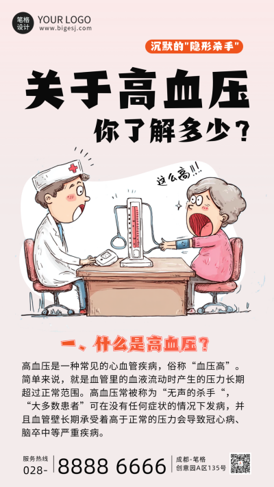 关于高血压知识科普海报 模板ID:763195