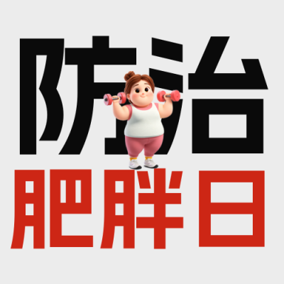 防治肥胖日3D女生公众号次图 模板ID：763208