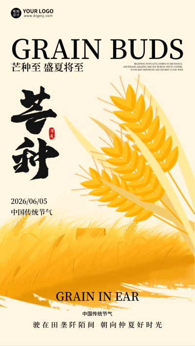 芒种节气手机宣传海报 模板ID：763473