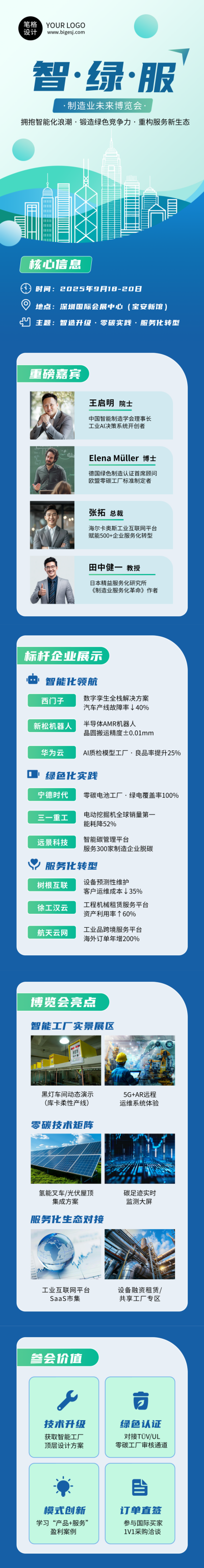 制造业峰会商务活动蓝色简约公众号长图 模板ID：766932