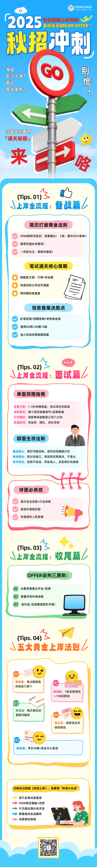 秋招求职攻略公众号长图 模板ID:767001