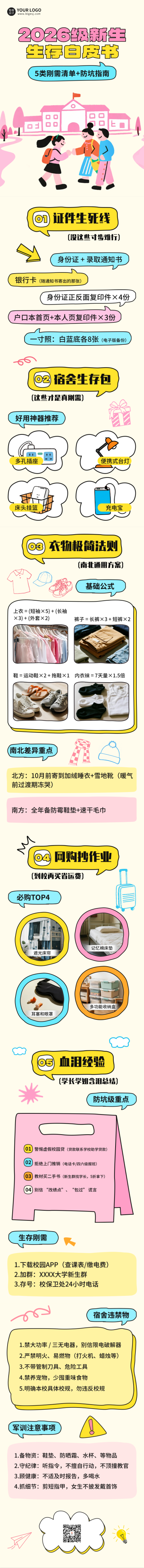 开学季必备清单公众号长图 模板ID:767267