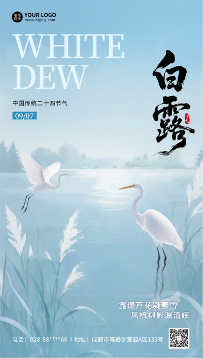 白露节气手机宣传海报 模板ID:767891