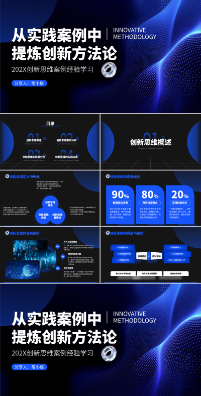蓝色商务风创新思维案例经验学习PPT 模板ID：768200