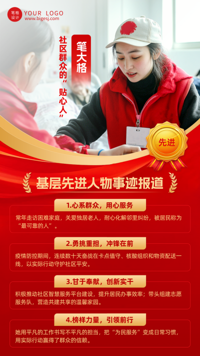 红色简约人物事迹报道海报 模板ID:768440