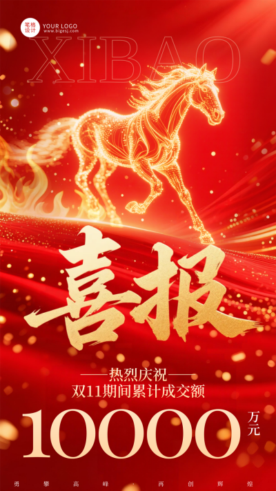 马年开门红业绩表彰喜报手机海报 模板ID：770010