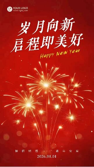 跨年新年你好烟花喜庆宣传海报 模板ID：774755