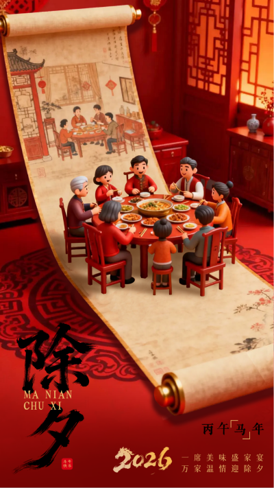 红色3D喜庆除夕宣传海报 模板ID:775487