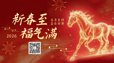 春节新春祝福红色简约二维码 模板ID:775778