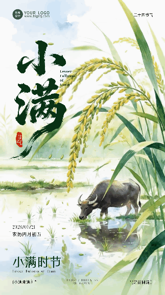 手绘清新小满节气祝福海报 模板ID:987416
