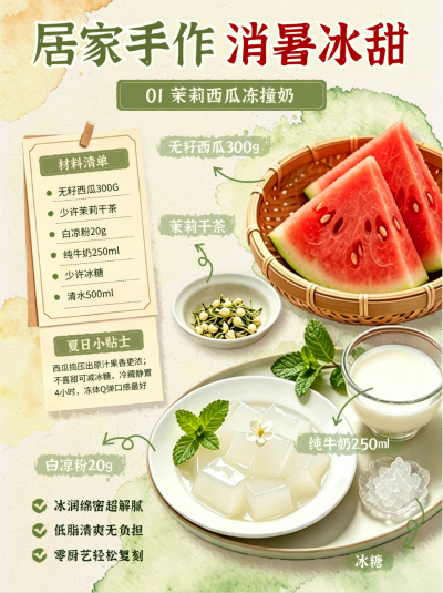 夏季解暑指南攻略分享小红书封面 模板ID：989197