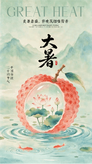 大暑节气创意祝福动态海报 模板ID:990352