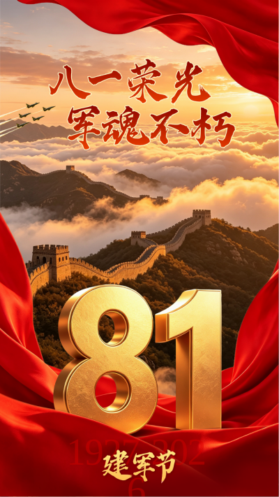 八一建军节大气实景宣传海报 模板ID:990456