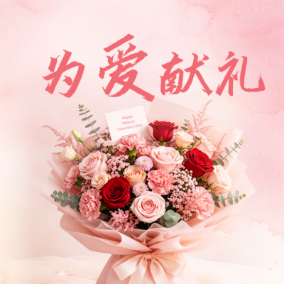 七夕节花店活动宣传公众号次图 模板ID：990697