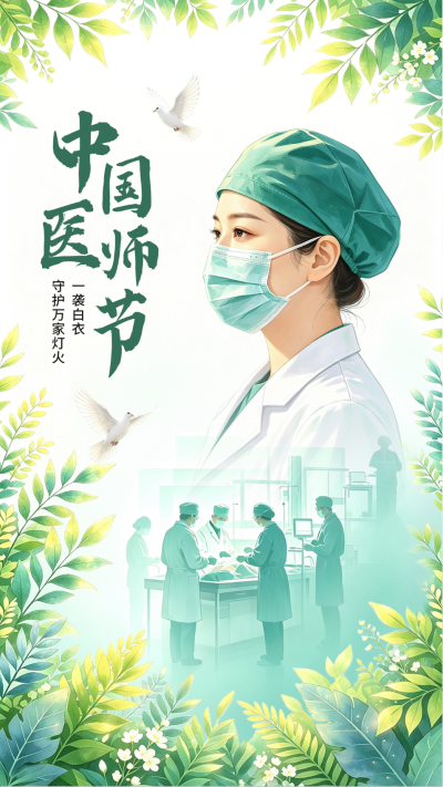 手绘中国医师节宣传海报 模板ID：990876