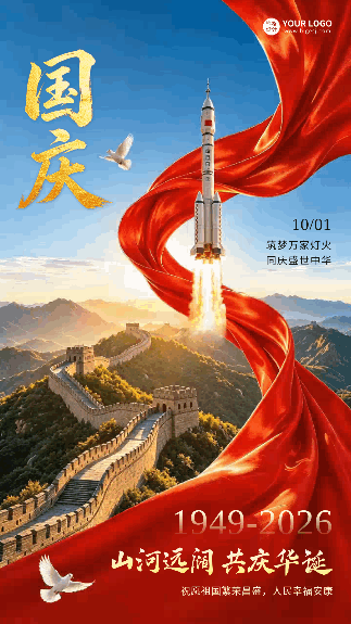 国庆节大气祝福动态海报 模板ID:9917401