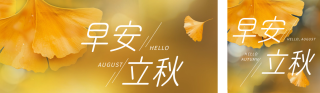 立秋节气银杏叶日签公众号双封面 模板ID：s3772