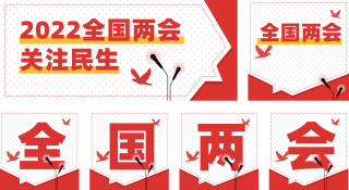 聚焦两会党政政务简约红色公众号套图 模板ID:s402