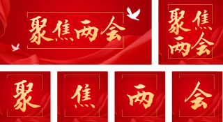 聚焦两会简约大字政务风红色公众号套图 模板ID：s416