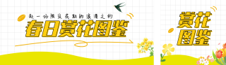 春季赏花图鉴黄色简约公众号双封面 模板ID:s7627