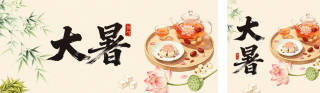 大暑手绘中国风祝福公众号双封面 模板ID：s8613