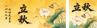 立秋荷花中国风祝福公众号双封面 模板ID:s8673