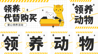 猫咪领养动物宣传公众号套图 模板ID：s875