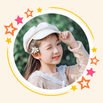 创意卡通彩色五角星可爱圆形小孩头像 模板ID：5280