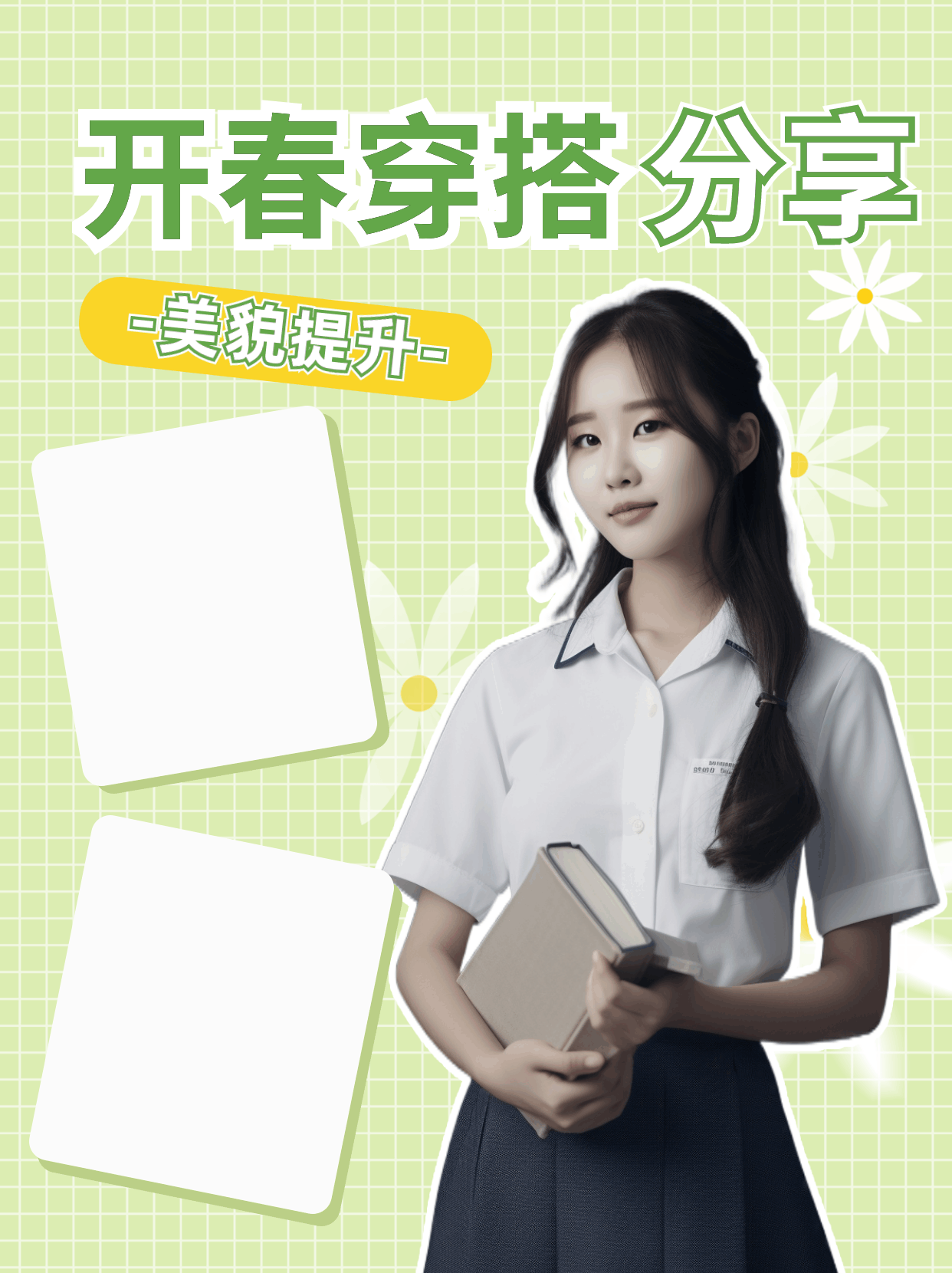 春季开春女生穿搭分享动态公众号新图文 模板ID:47171