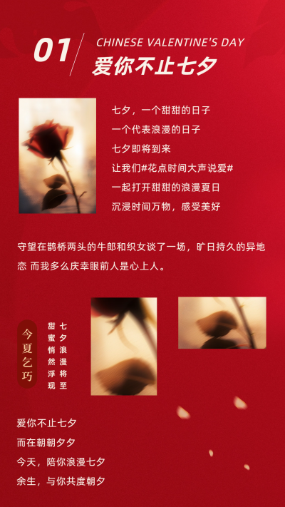 浪漫七夕情人节祝福竖版配图 模板ID：56507