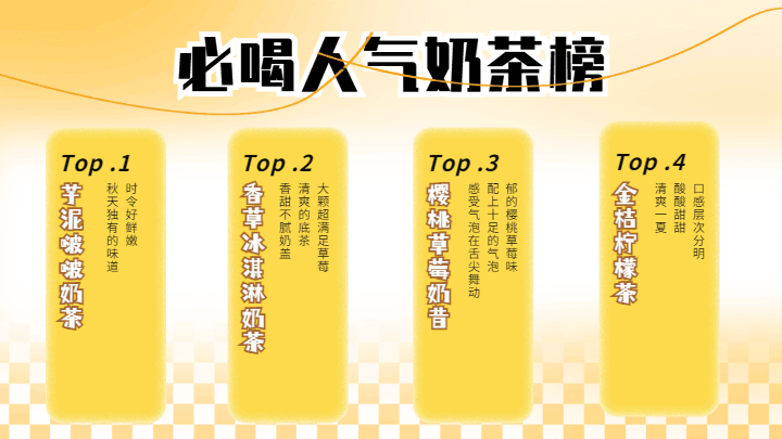 奶茶美食必喝人气排行榜横屏海报 模板ID：58739