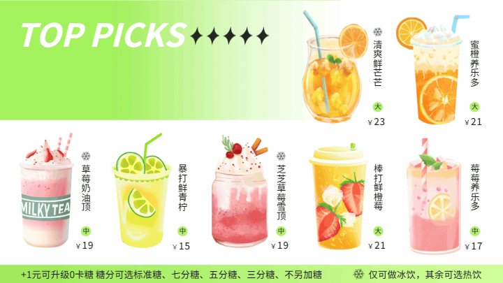 饮品奶茶菜单横屏海报 模板ID：58971