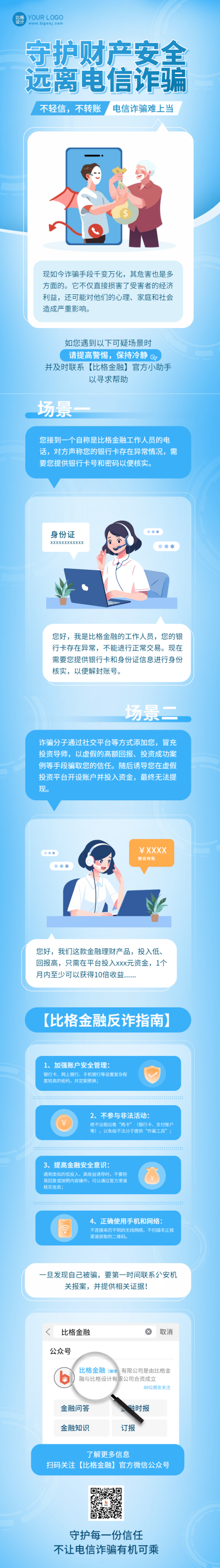 电诈揭秘财产安全注意事项指南公众号长图 模板ID：66935