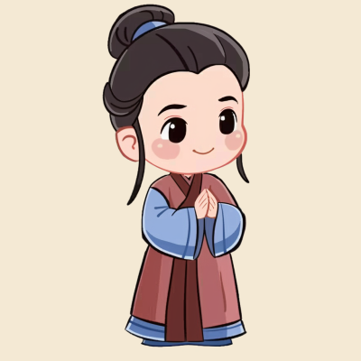 黄色教育学习古风人物卡通头像手绘 模板ID:72749