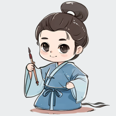 蓝色教育学习手绘古风人物卡通头像 模板ID：72762