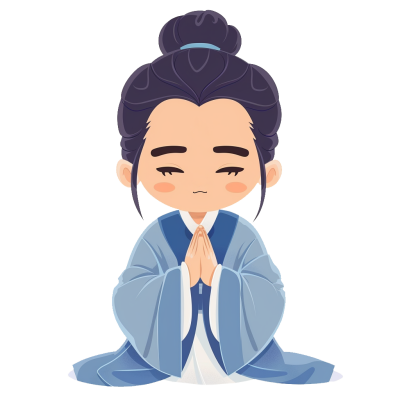 白色教育学习古风人物卡通头像手绘 模板ID：72750