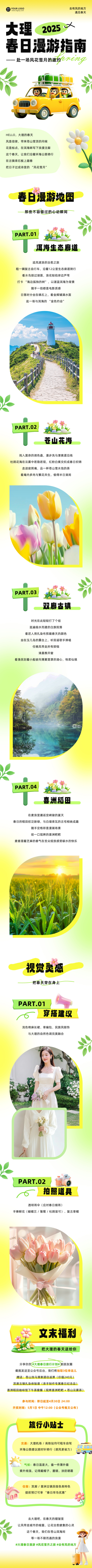 云南大理春日旅游出行指南公众号长图 模板ID：761779