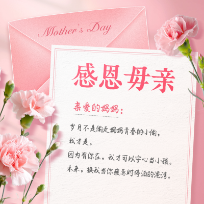 母亲节感谢信方形海报 模板ID：762854