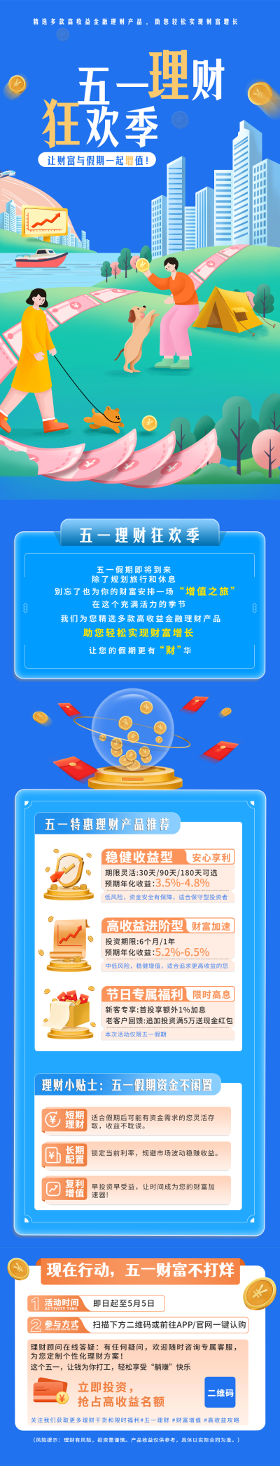 五一理财金融保险活动宣传公众号长图 模板ID：762845