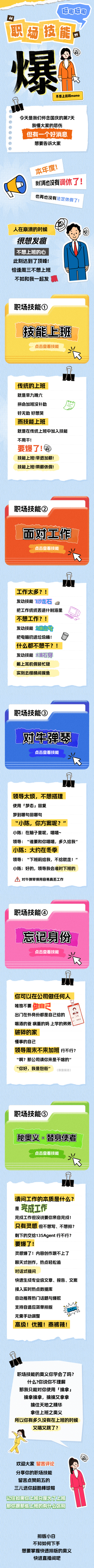 职场技能攻略分享简约手绘公众号长图 模板ID：769643