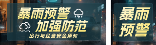 简约暴雨预警公众号双封面 模板ID：s8577